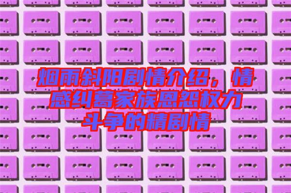 煙雨斜陽(yáng)劇情介紹，情感糾葛家族恩怨權(quán)力斗爭(zhēng)的精劇情