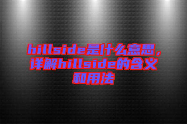 hillside是什么意思，詳解hillside的含義和用法