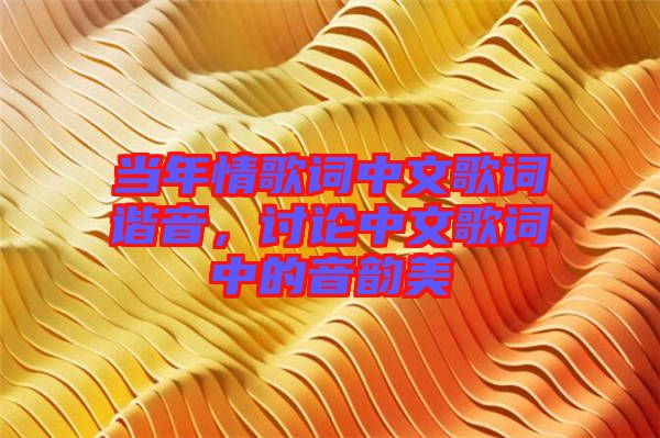 當(dāng)年情歌詞中文歌詞諧音，討論中文歌詞中的音韻美