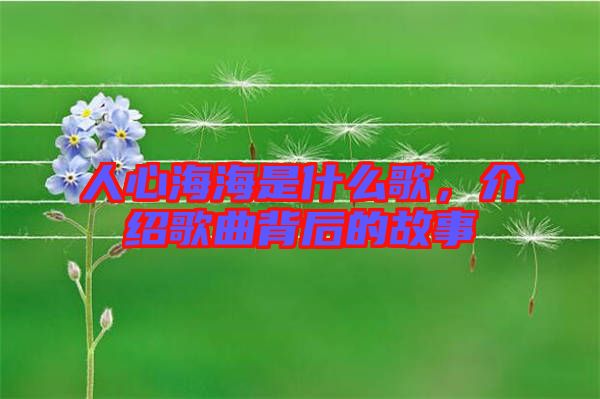 人心海海是什么歌，介紹歌曲背后的故事
