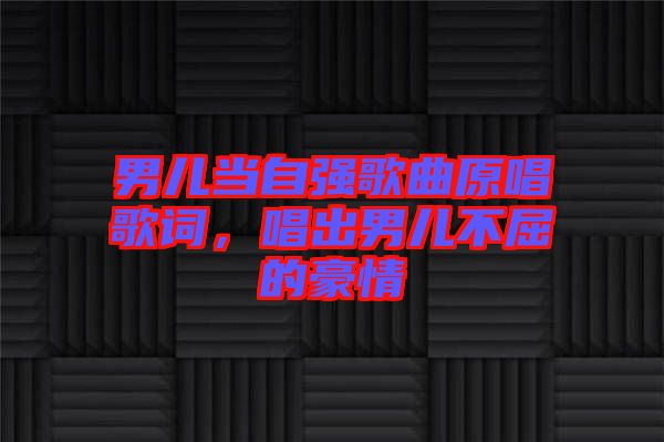 男兒當(dāng)自強(qiáng)歌曲原唱歌詞，唱出男兒不屈的豪情