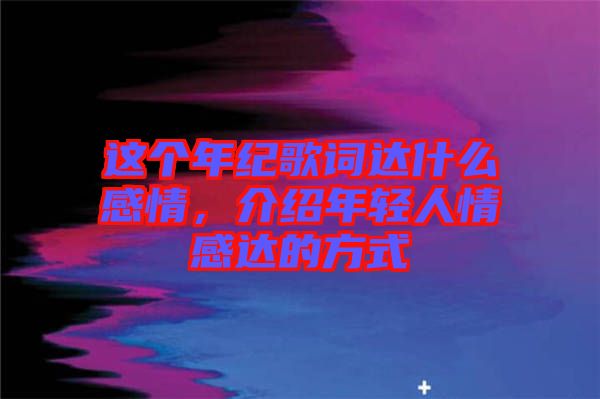這個年紀歌詞達什么感情，介紹年輕人情感達的方式