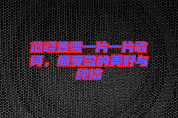 范曉萱雪一片一片歌詞，感受雪的美好與純潔