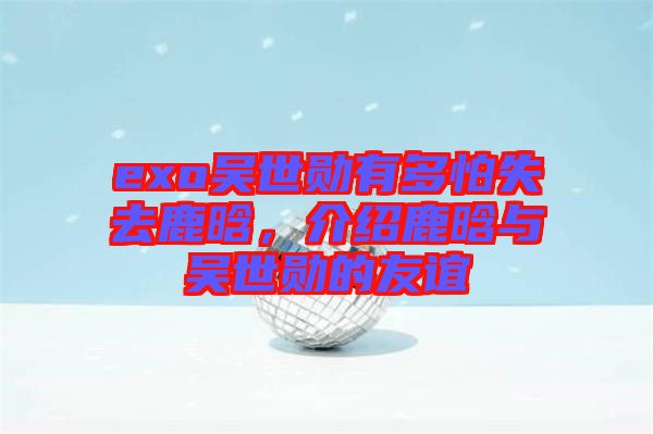 exo吳世勛有多怕失去鹿晗，介紹鹿晗與吳世勛的友誼