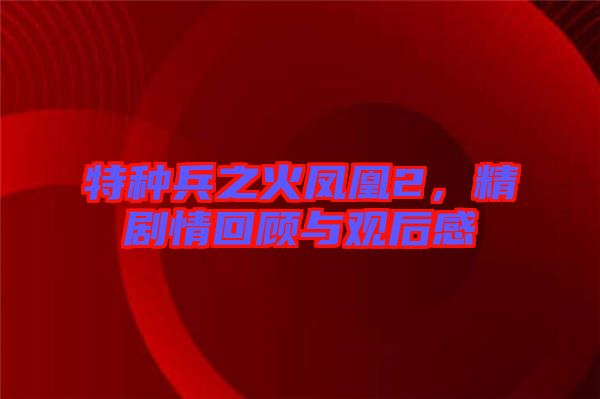 特種兵之火鳳凰2，精劇情回顧與觀后感