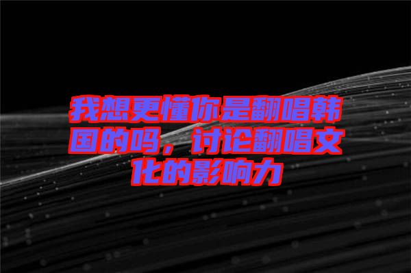 我想更懂你是翻唱韓國(guó)的嗎，討論翻唱文化的影響力