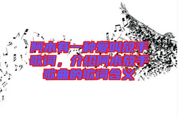 阿木有一種愛叫放手歌詞，介紹阿木放手歌曲的歌詞含義