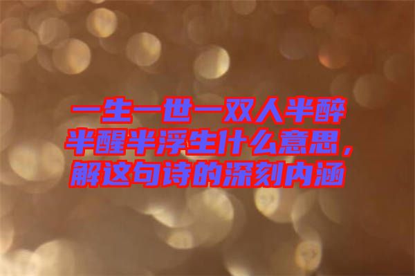 一生一世一雙人半醉半醒半浮生什么意思，解這句詩的深刻內(nèi)涵