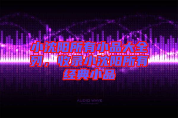 小沈陽所有小品大全列，收錄小沈陽所有經(jīng)典小品