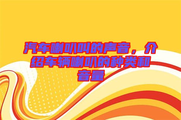 汽車?yán)冉械穆曇?，介紹車輛喇叭的種類和音量
