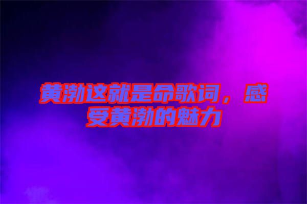 黃渤這就是命歌詞，感受黃渤的魅力