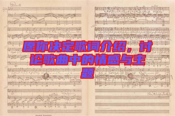 愿你決定歌詞介紹，討論歌曲中的情感與主題