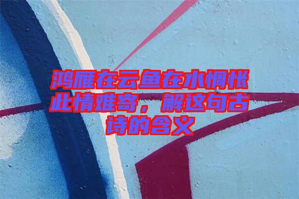 鴻雁在云魚在水惆悵此情難寄，解這句古詩的含義