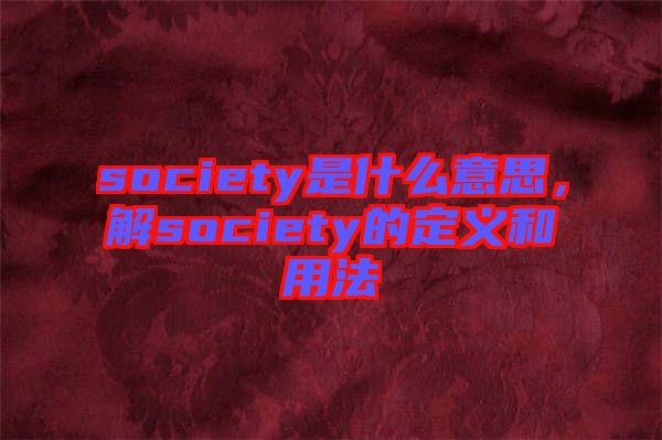 society是什么意思，解society的定義和用法
