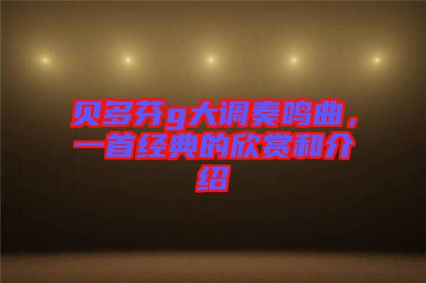 貝多芬g大調(diào)奏鳴曲，一首經(jīng)典的欣賞和介紹