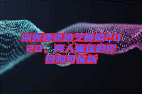 謝霆鋒張柏芝復(fù)婚2020，兩人重逢的原因和可能析