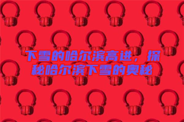 下雪的哈爾濱高進(jìn)，探秘哈爾濱下雪的奧秘