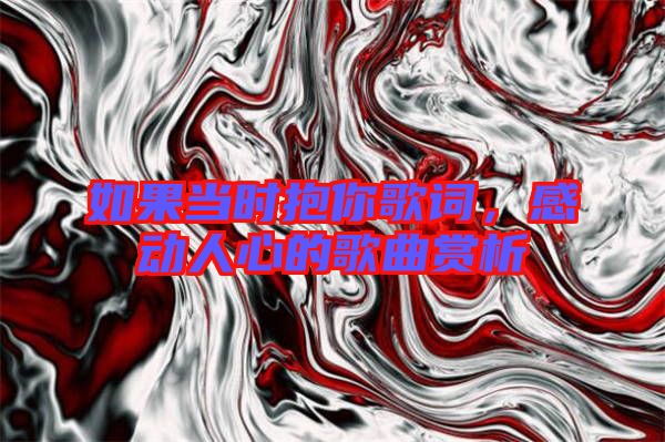 如果當(dāng)時(shí)抱你歌詞，感動(dòng)人心的歌曲賞析
