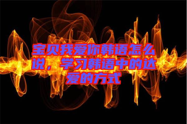 寶貝我愛你韓語怎么說，學習韓語中的達愛的方式