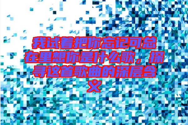 我試著把你忘記可總在里想你是什么歌，探尋這首歌曲的深層含義