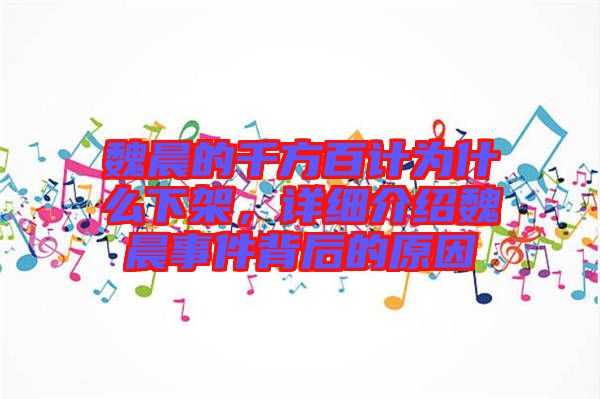 魏晨的千方百計(jì)為什么下架，詳細(xì)介紹魏晨事件背后的原因