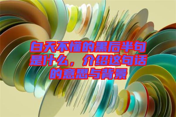 白天不懂的黑后半句是什么，介紹這句話的意思與背景