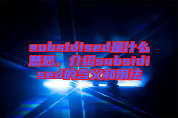 subsidised是什么意思，介紹subsidised的含義和用法
