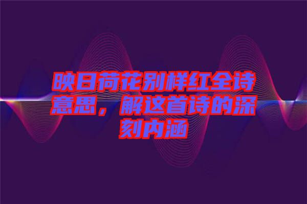 映日荷花別樣紅全詩(shī)意思，解這首詩(shī)的深刻內(nèi)涵