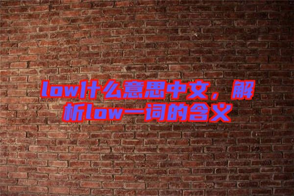 low什么意思中文，解析low一詞的含義