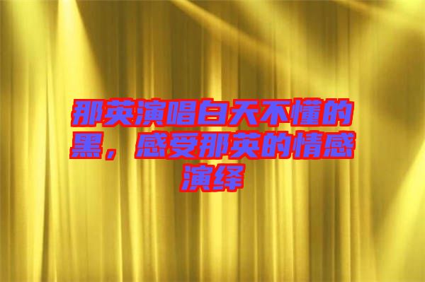 那英演唱白天不懂的黑，感受那英的情感演繹
