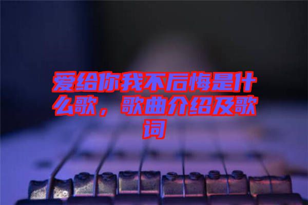 愛給你我不后悔是什么歌，歌曲介紹及歌詞