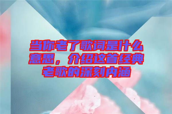 當你老了歌詞是什么意思，介紹這首經典老歌的深刻內涵