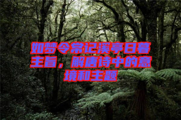 如夢令常記溪亭日暮主旨，解唐詩中的意境和主題