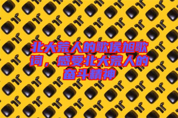 北大荒人的歌侯旭歌詞，感受北大荒人的奮斗精神