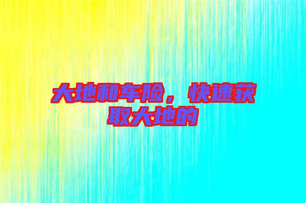 大地和車險(xiǎn)，快速獲取大地的