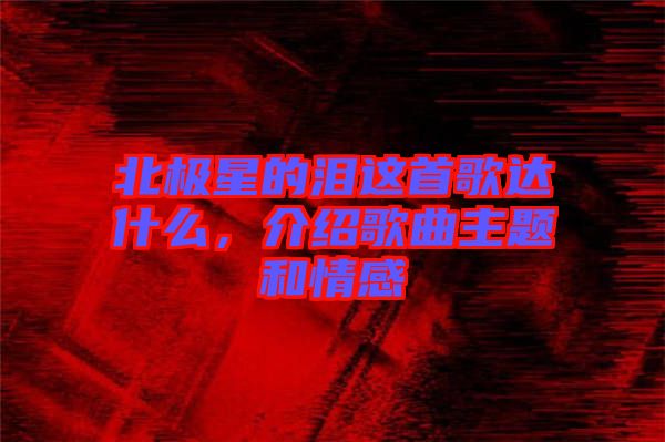 北極星的淚這首歌達(dá)什么，介紹歌曲主題和情感