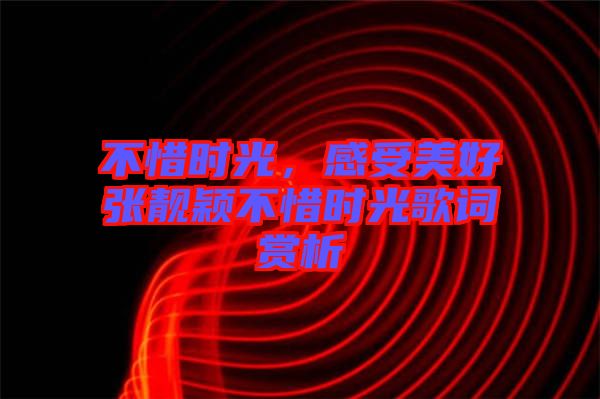 不惜時(shí)光，感受美好張靚穎不惜時(shí)光歌詞賞析
