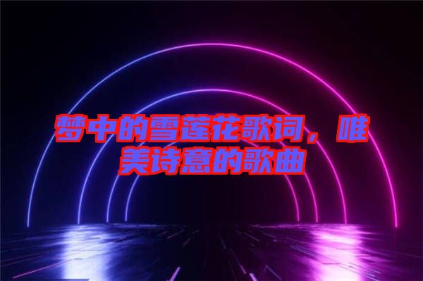 夢中的雪蓮花歌詞，唯美詩意的歌曲