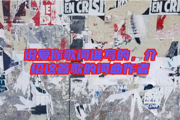 說愛你歌詞誰寫的，介紹這首歌的詞曲作者