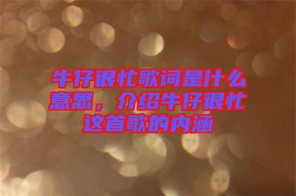 牛仔很忙歌詞是什么意思，介紹牛仔很忙這首歌的內(nèi)涵