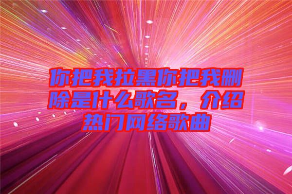 你把我拉黑你把我刪除是什么歌名，介紹熱門網(wǎng)絡(luò)歌曲