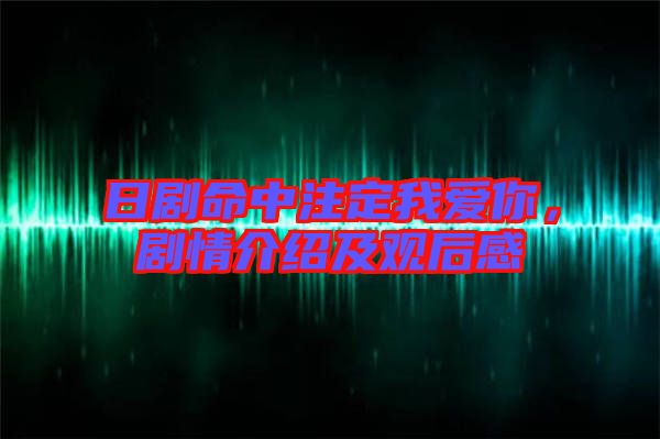 日劇命中注定我愛你，劇情介紹及觀后感