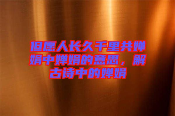 但愿人長(zhǎng)久千里共嬋娟中嬋娟的意思，解古詩(shī)中的嬋娟