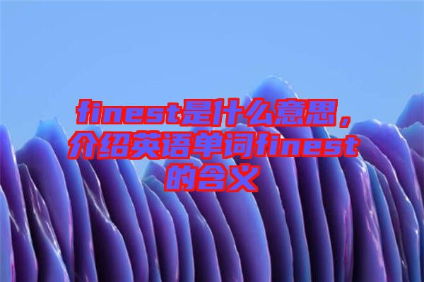 finest是什么意思，介紹英語單詞finest的含義