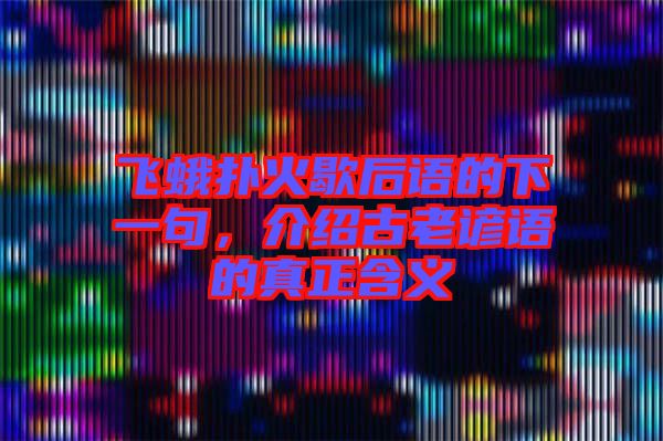 飛蛾撲火歇后語的下一句，介紹古老諺語的真正含義