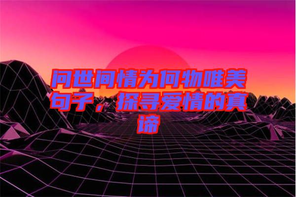 問(wèn)世間情為何物唯美句子，探尋愛情的真諦