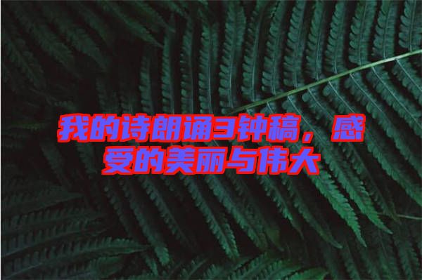 我的詩朗誦3鐘稿，感受的美麗與偉大