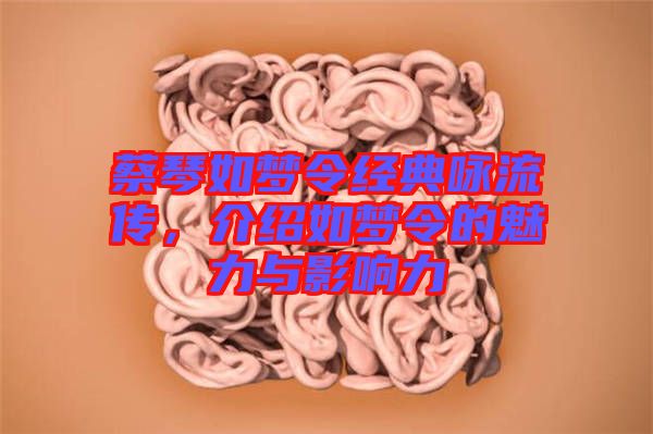 蔡琴如夢令經(jīng)典詠流傳，介紹如夢令的魅力與影響力