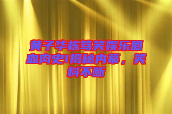 黃子華棟篤笑娛樂圈血肉史1揭秘內幕，笑料不斷