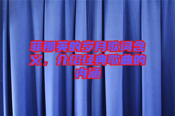 菲那英的歲月歌詞含義，介紹經(jīng)典歌曲的內(nèi)涵